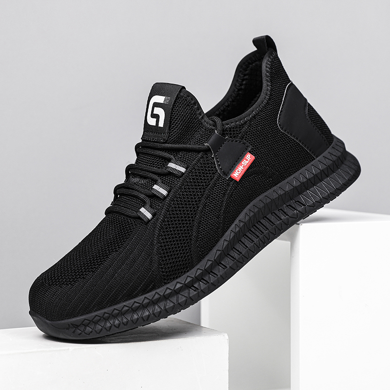 GUYISA  Black new sports series sandwich mesh chef shoes