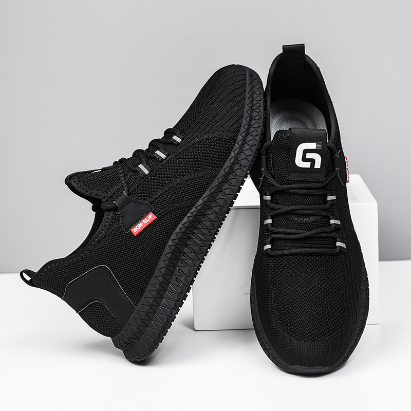 GUYISA  Black new sports series sandwich mesh chef shoes