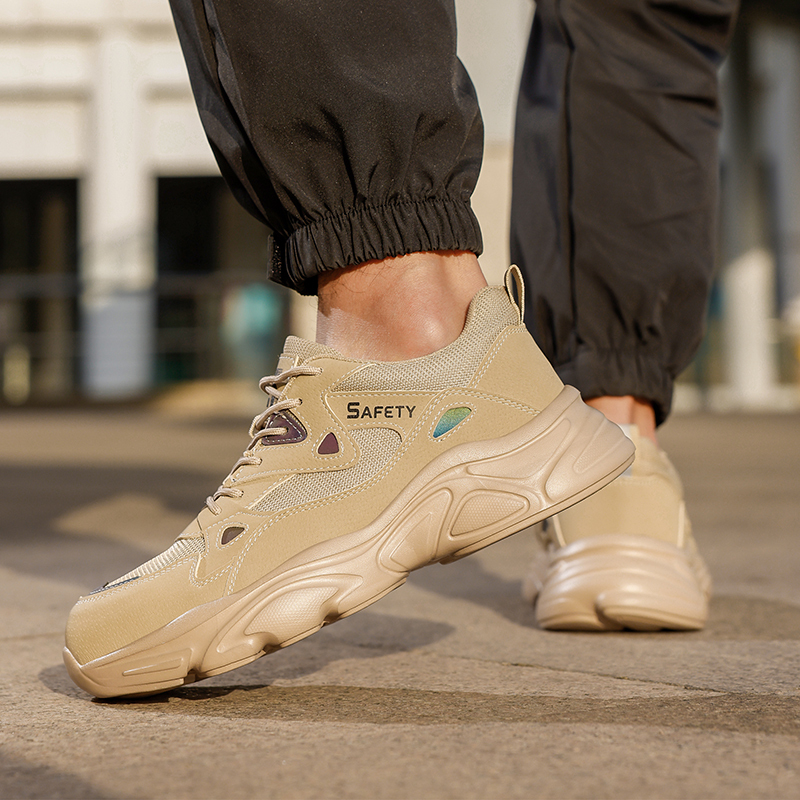 GUYISA  Hot selling khaki sports series anti - impact anti - puncture European standard steel toe cap labor protection shoes