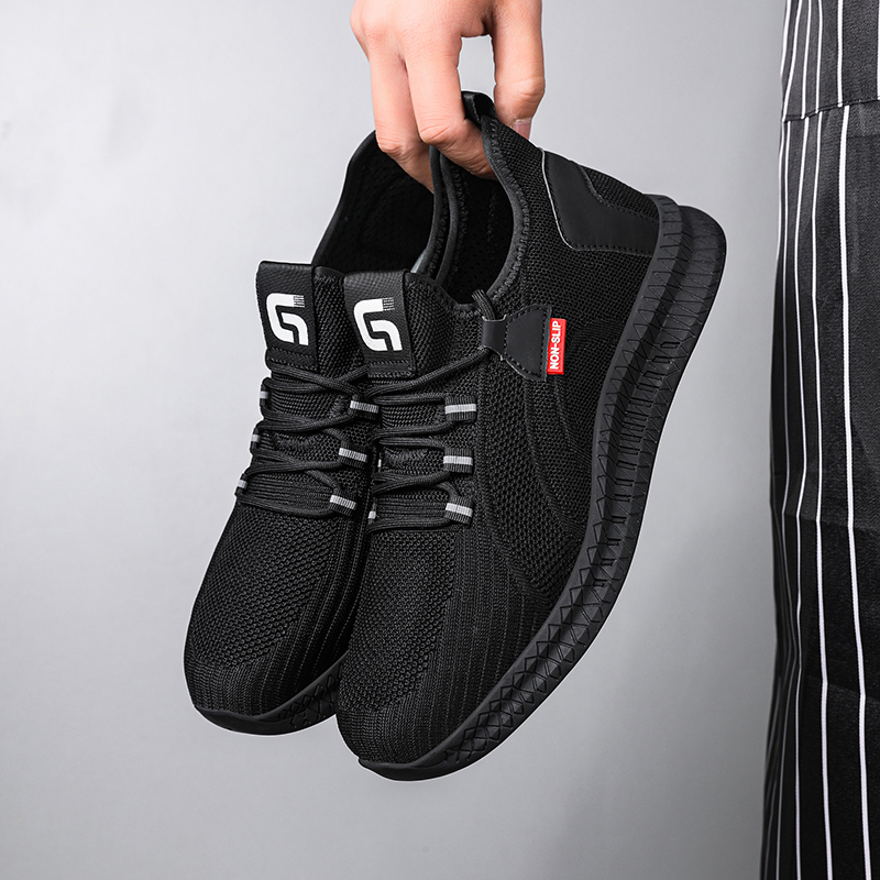 GUYISA  Black new sports series sandwich mesh chef shoes