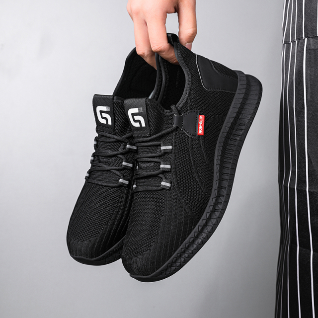 GUYISA  Black new sports series sandwich mesh chef shoes