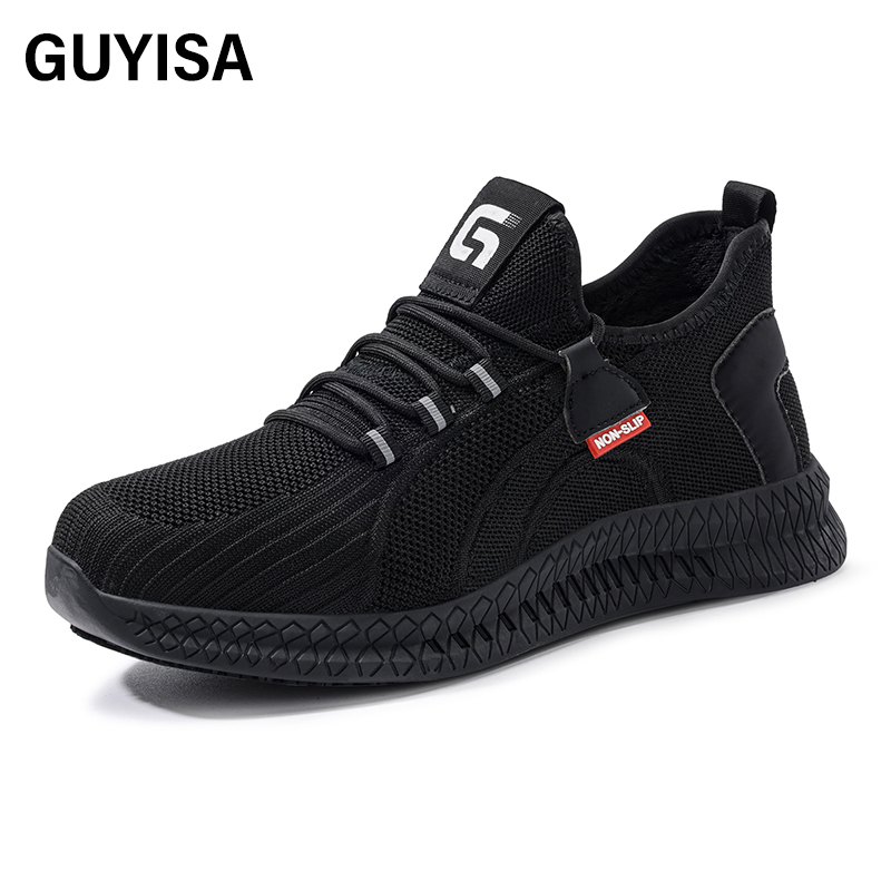 GUYISA  Black new sports series sandwich mesh chef shoes