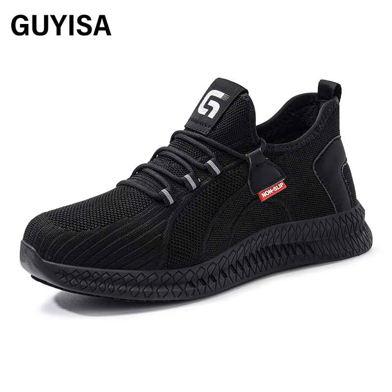 GUYISA  Black new sports series sandwich mesh chef shoes