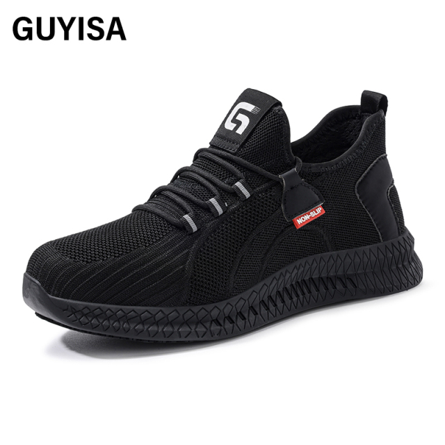 GUYISA  Black new sports series sandwich mesh chef shoes