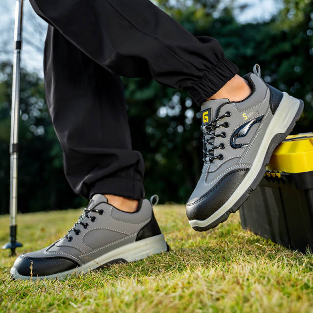 GUYISA  European standard steel toe cap grey hiking series anti - impact anti - puncture labor protection shoes