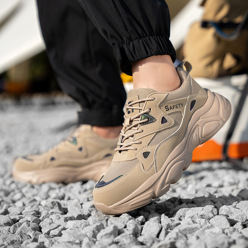 GUYISA  Hot selling khaki sports series anti - impact anti - puncture European standard steel toe cap labor protection shoes