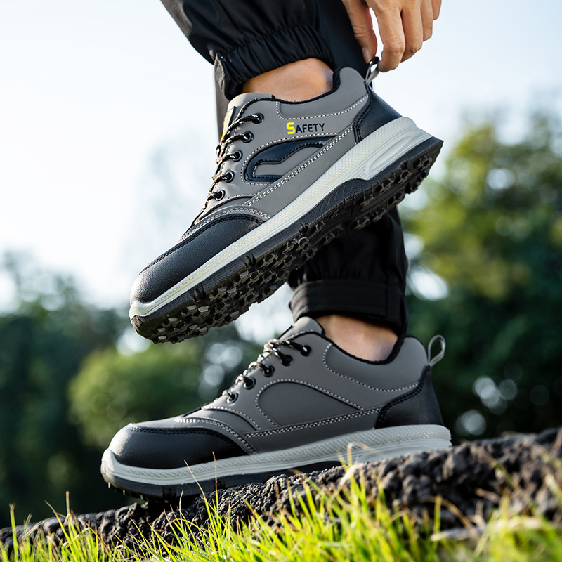 GUYISA  European standard steel toe cap grey hiking series anti - impact anti - puncture labor protection shoes