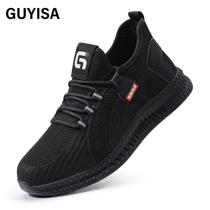 GUYISA  Black new sports series sandwich mesh chef shoes
