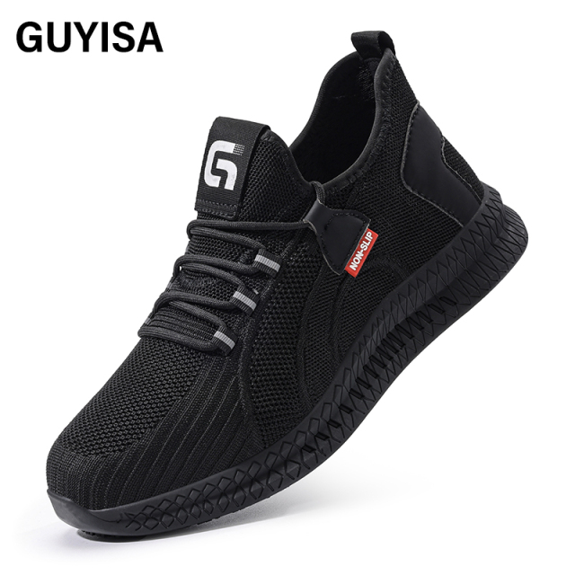 GUYISA  Black new sports series sandwich mesh chef shoes