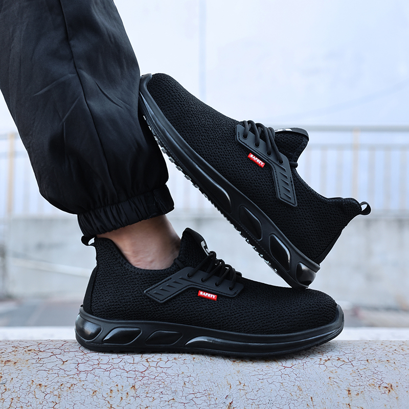 GUYISA  New black sports series anti - impact European standard steel toe cap Kevlar sole labor protection shoes