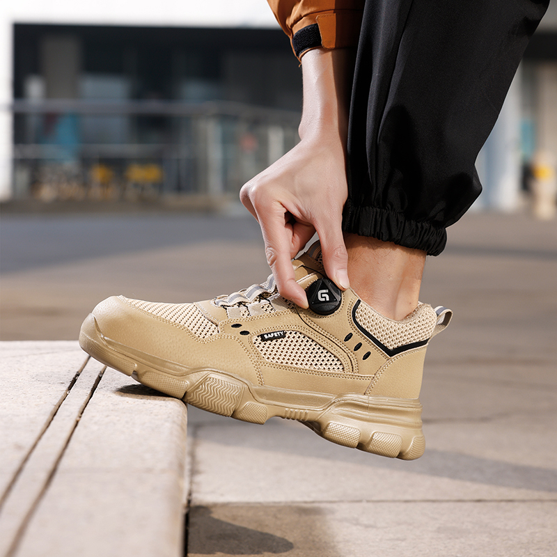 GUYISA  Workwear series khaki summer style European standard steel toe cap labor protection shoes