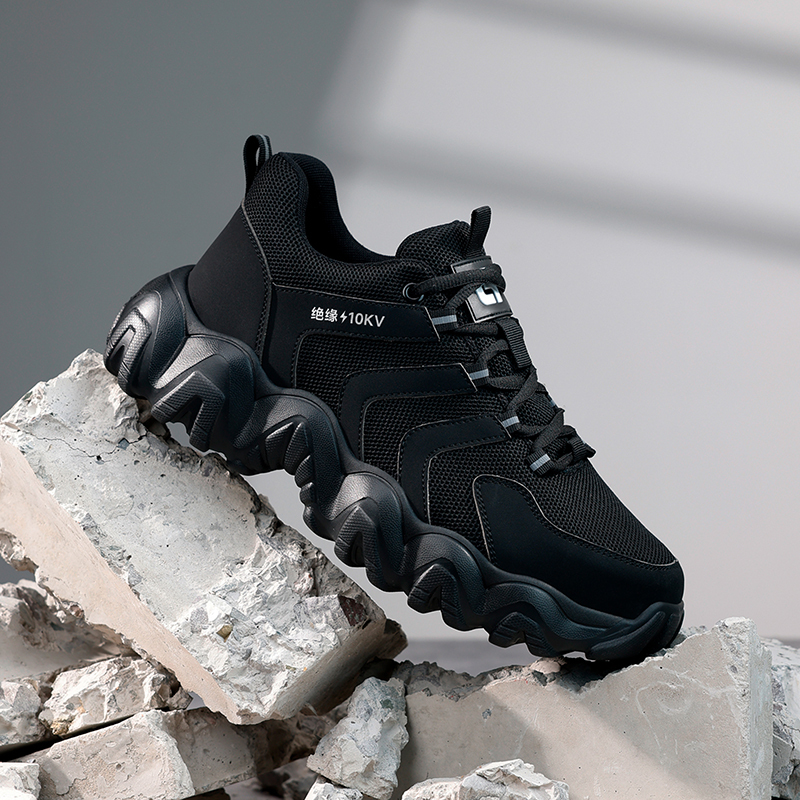 GUYISA  Sports series black anti - impact anti - puncture qualified plastic toe cap 10KV insulated labor protection shoes