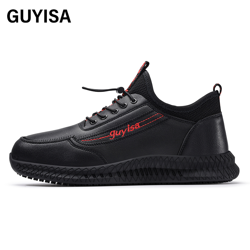 GUYISA  New black casual series anti - slip SRC chef shoes