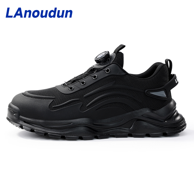 GUYISA  Black sports series lightweight European standard steel toe cap labor protection shoes