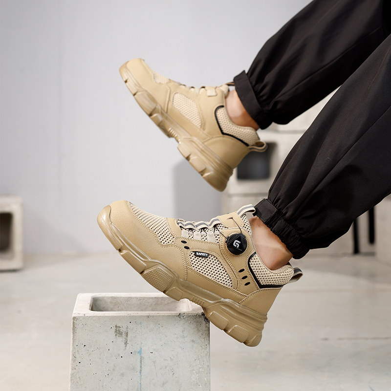 GUYISA  Workwear series khaki summer style European standard steel toe cap labor protection shoes