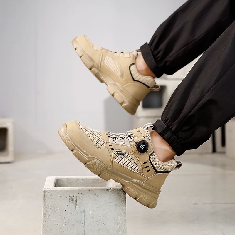 GUYISA  Workwear series khaki summer style European standard steel toe cap labor protection shoes