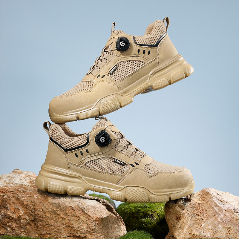 GUYISA  Workwear series khaki summer style European standard steel toe cap labor protection shoes