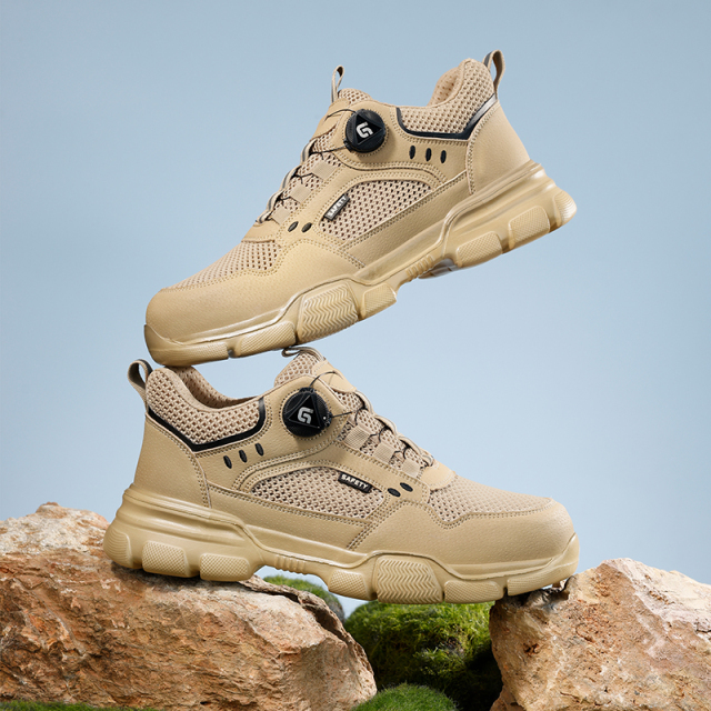GUYISA  Workwear series khaki summer style European standard steel toe cap labor protection shoes
