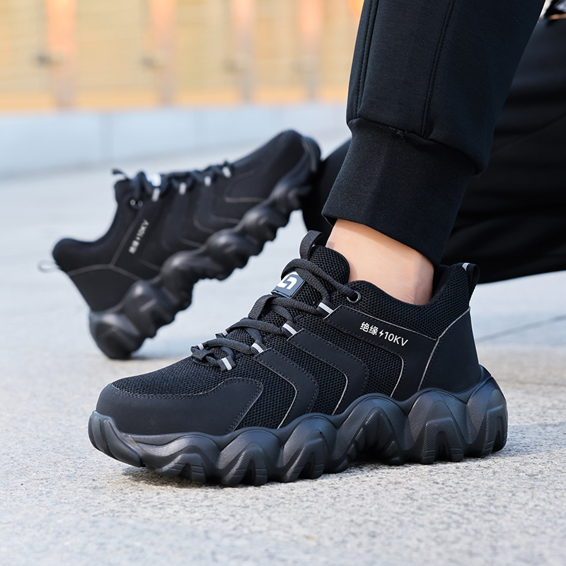 GUYISA  Sports series black anti - impact anti - puncture qualified plastic toe cap 10KV insulated labor protection shoes