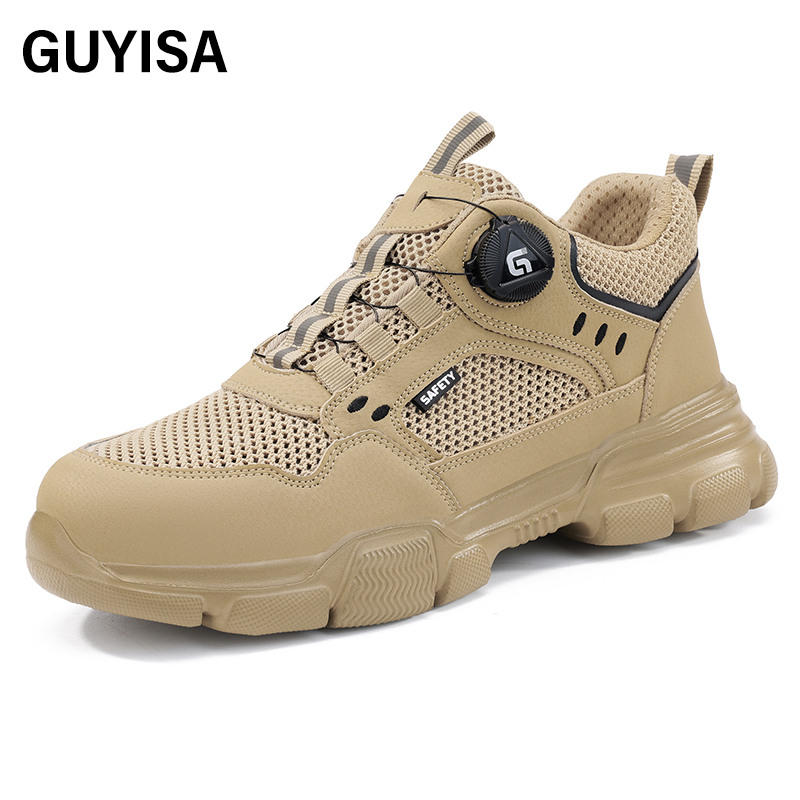 GUYISA  Workwear series khaki summer style European standard steel toe cap labor protection shoes