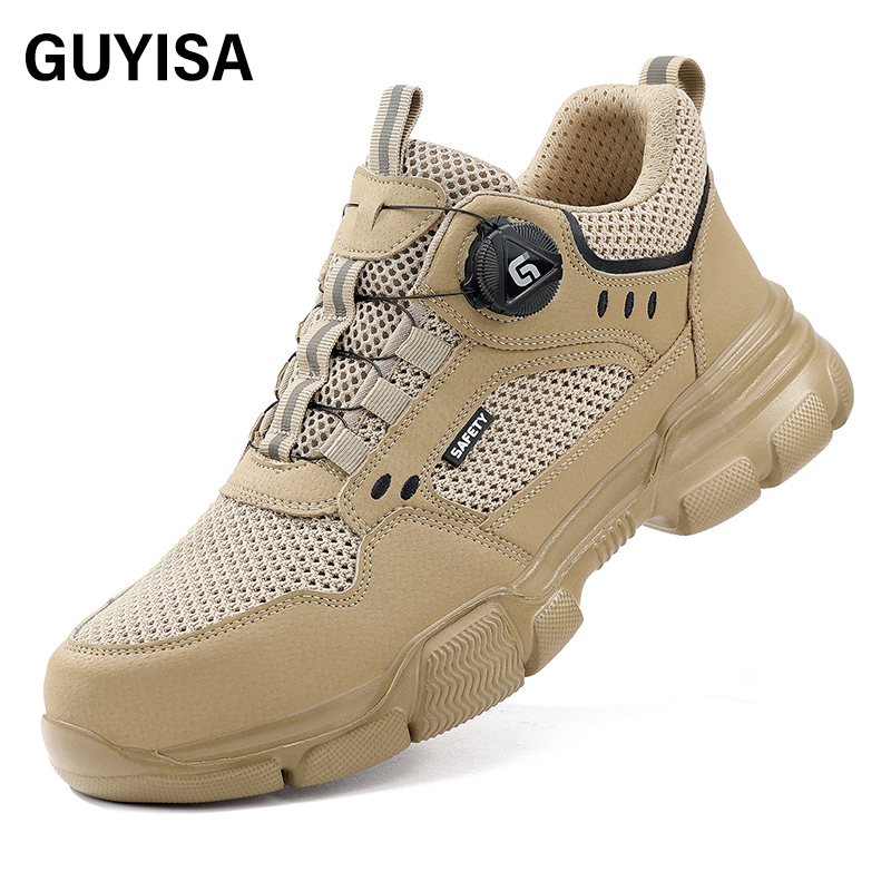 GUYISA  Workwear series khaki summer style European standard steel toe cap labor protection shoes