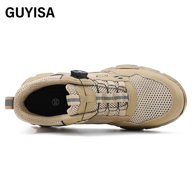 GUYISA  Workwear series khaki summer style European standard steel toe cap labor protection shoes