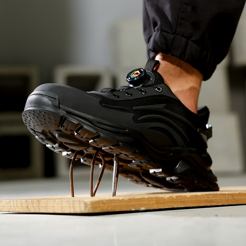 GUYISA  Black sports series lightweight European standard steel toe cap labor protection shoes