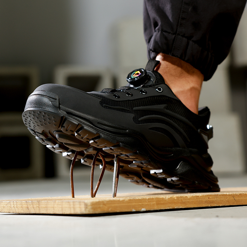 GUYISA  Black sports series lightweight European standard steel toe cap labor protection shoes