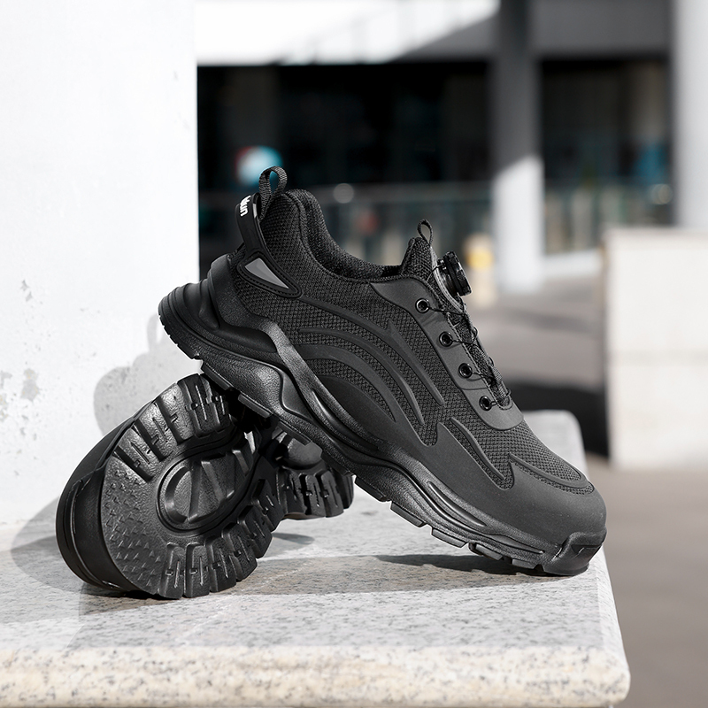 GUYISA  Black sports series lightweight European standard steel toe cap labor protection shoes