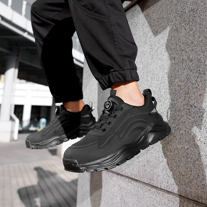 GUYISA  Black sports series lightweight European standard steel toe cap labor protection shoes