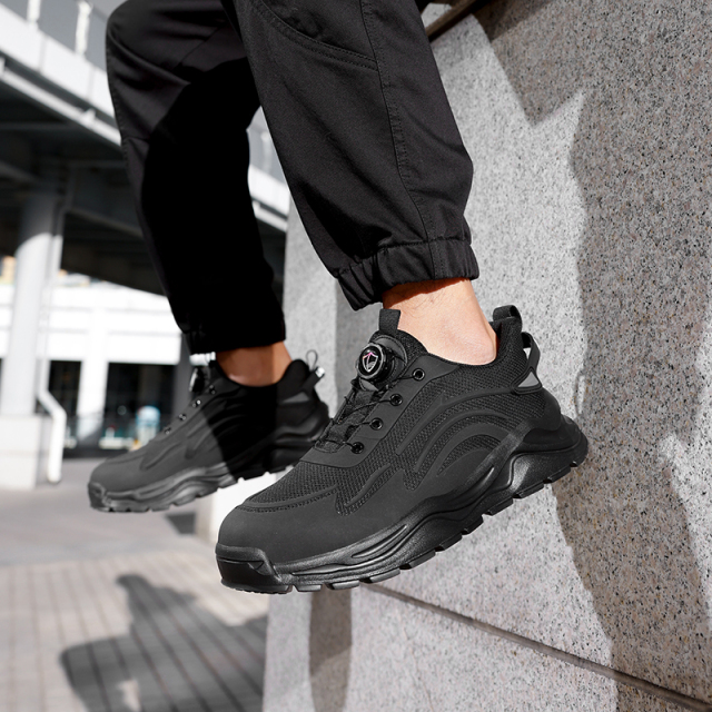 GUYISA  Black sports series lightweight European standard steel toe cap labor protection shoes
