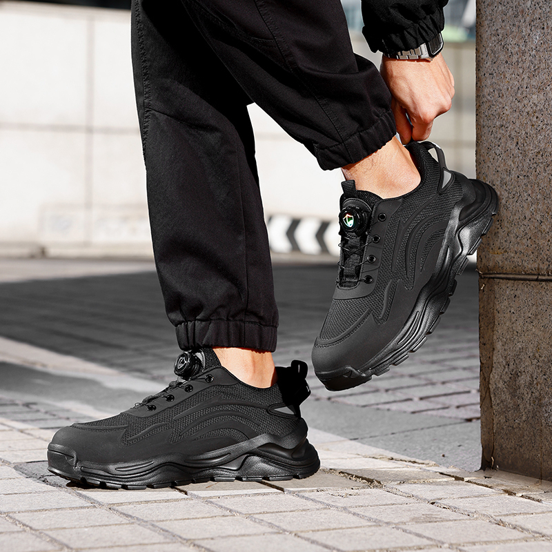 GUYISA  Black sports series lightweight European standard steel toe cap labor protection shoes