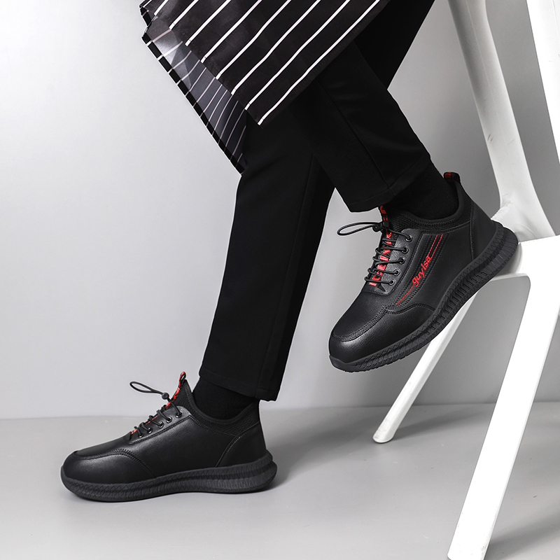 GUYISA  New black casual series anti - slip SRC chef shoes