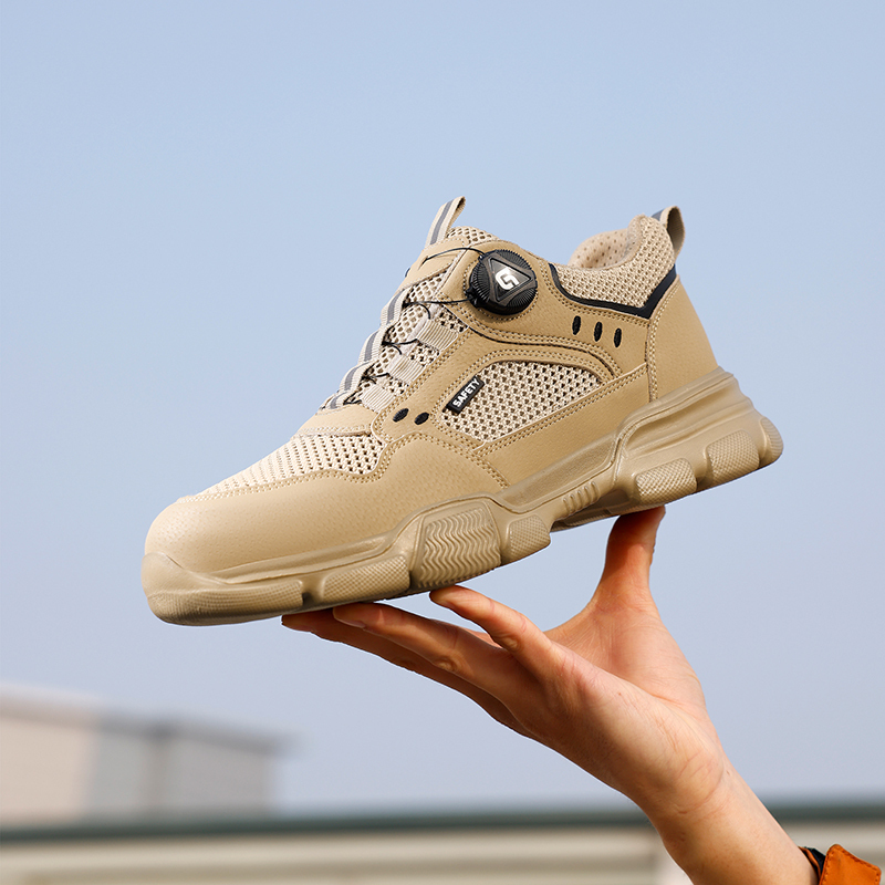GUYISA  Workwear series khaki summer style European standard steel toe cap labor protection shoes