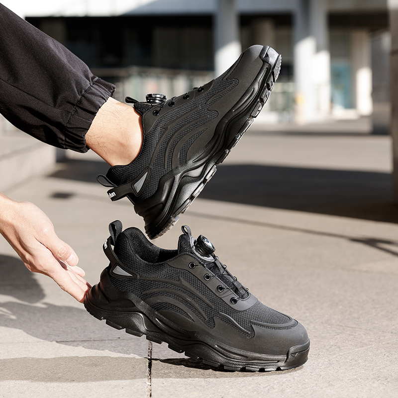 GUYISA  Black sports series lightweight European standard steel toe cap labor protection shoes