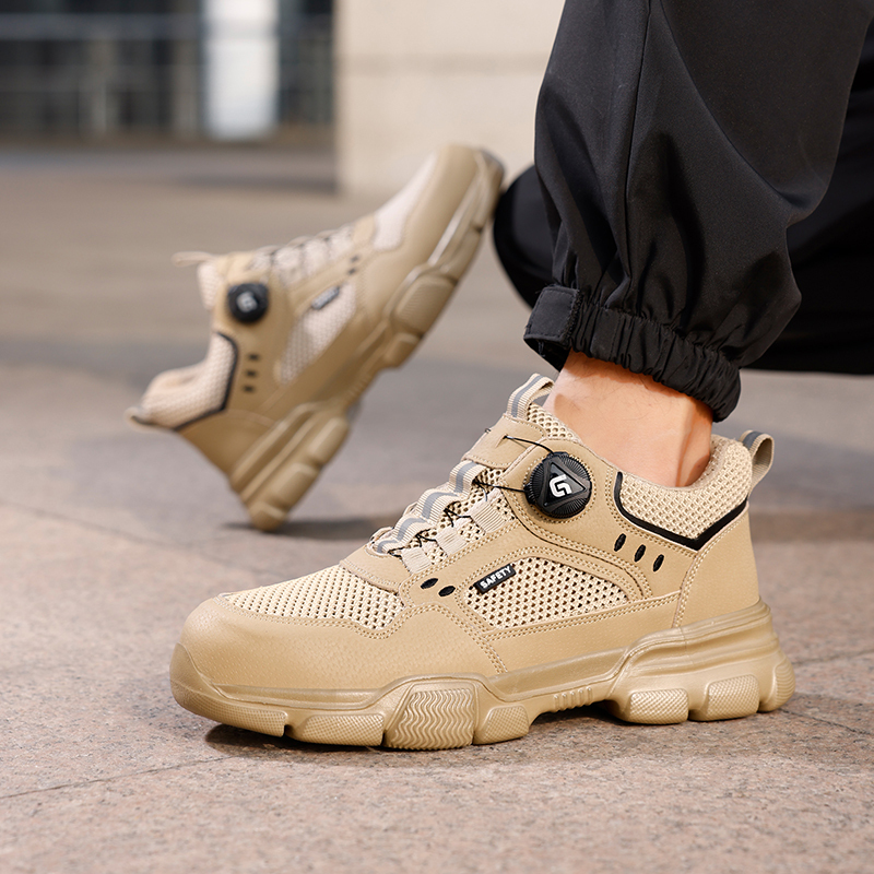 GUYISA  Workwear series khaki summer style European standard steel toe cap labor protection shoes
