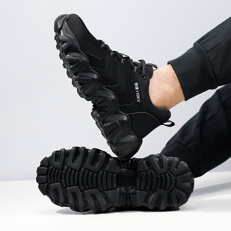 GUYISA  Sports series black anti - impact anti - puncture qualified plastic toe cap 10KV insulated labor protection shoes