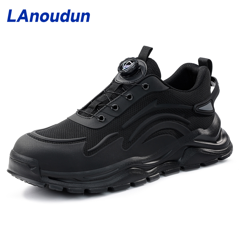 GUYISA  Black sports series lightweight European standard steel toe cap labor protection shoes