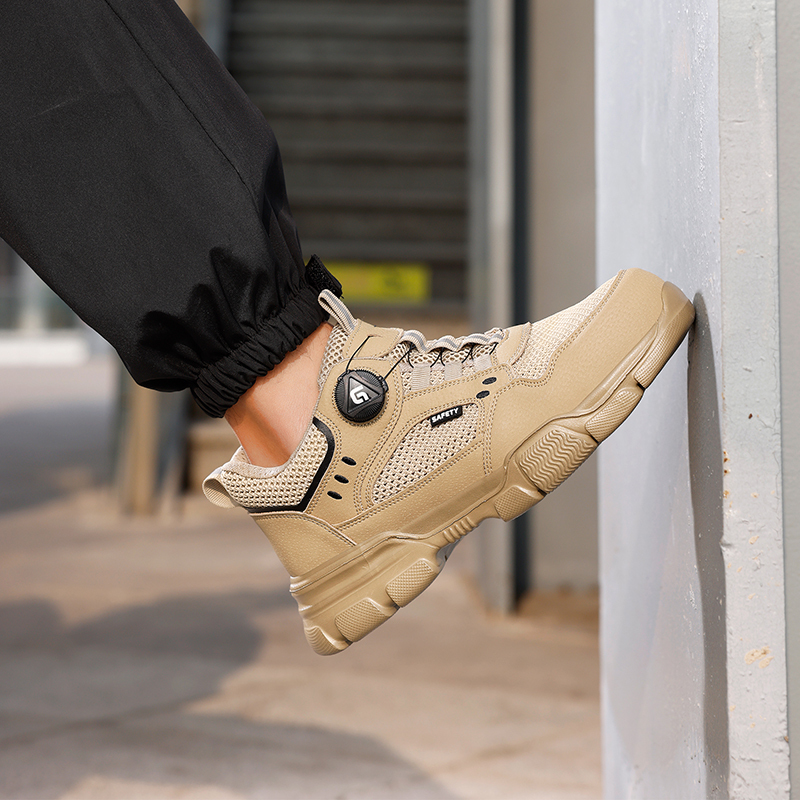 GUYISA  Workwear series khaki summer style European standard steel toe cap labor protection shoes