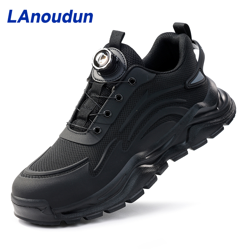 GUYISA  Black sports series lightweight European standard steel toe cap labor protection shoes