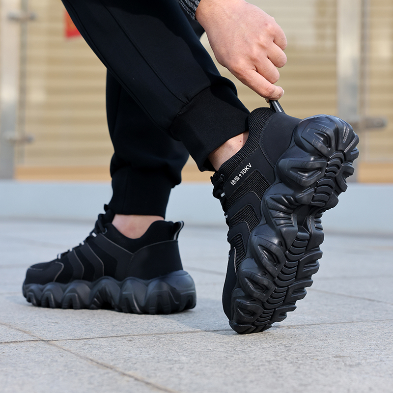 GUYISA  Sports series black anti - impact anti - puncture qualified plastic toe cap 10KV insulated labor protection shoes