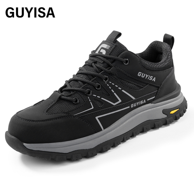 GUYISA   Black hiking series anti - impact anti - puncture rubber sole labor protection shoes