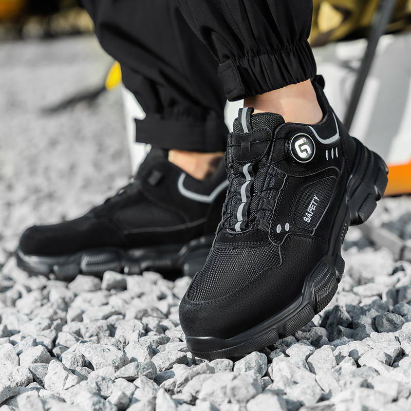 GUYISA  Black sports series anti - impact anti - puncture labor protection shoes