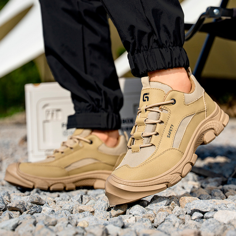 GUYISA   Workwear series khaki anti - impact anti - puncture European standard steel toe cap labor protection shoes
