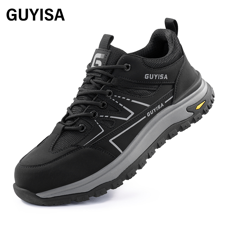 GUYISA   Black hiking series anti - impact anti - puncture rubber sole labor protection shoes