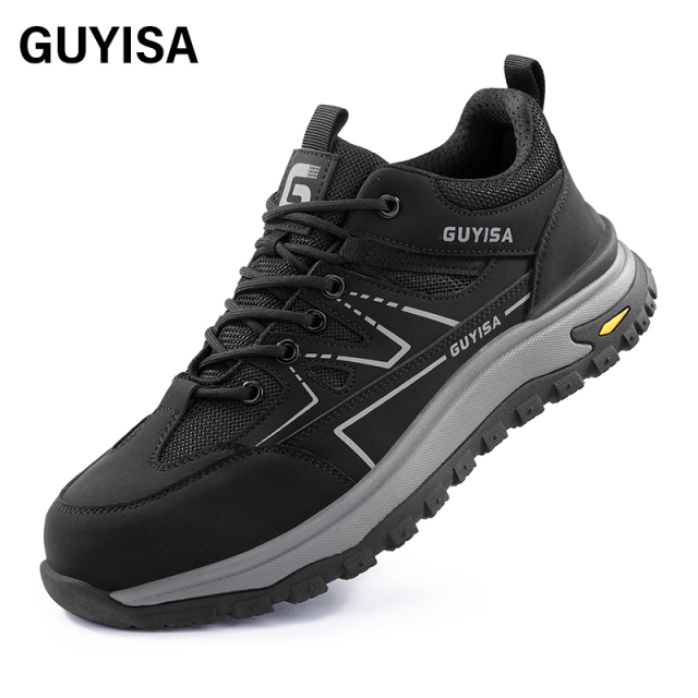 GUYISA   Black hiking series anti - impact anti - puncture rubber sole labor protection shoes