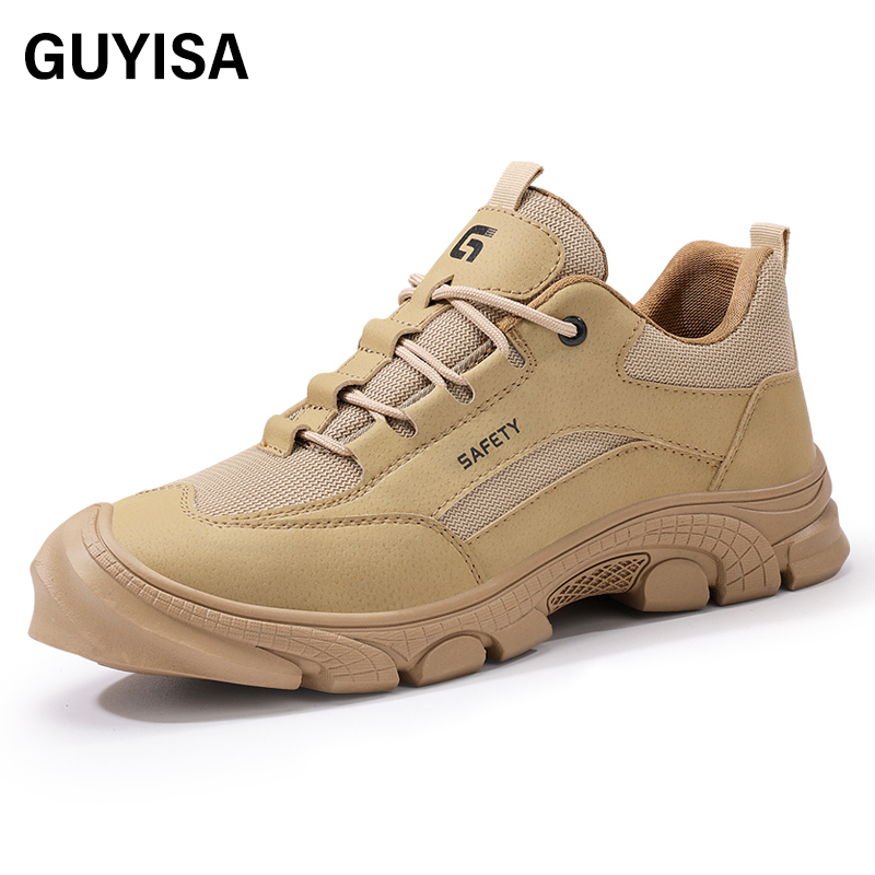 GUYISA   Workwear series khaki anti - impact anti - puncture European standard steel toe cap labor protection shoes