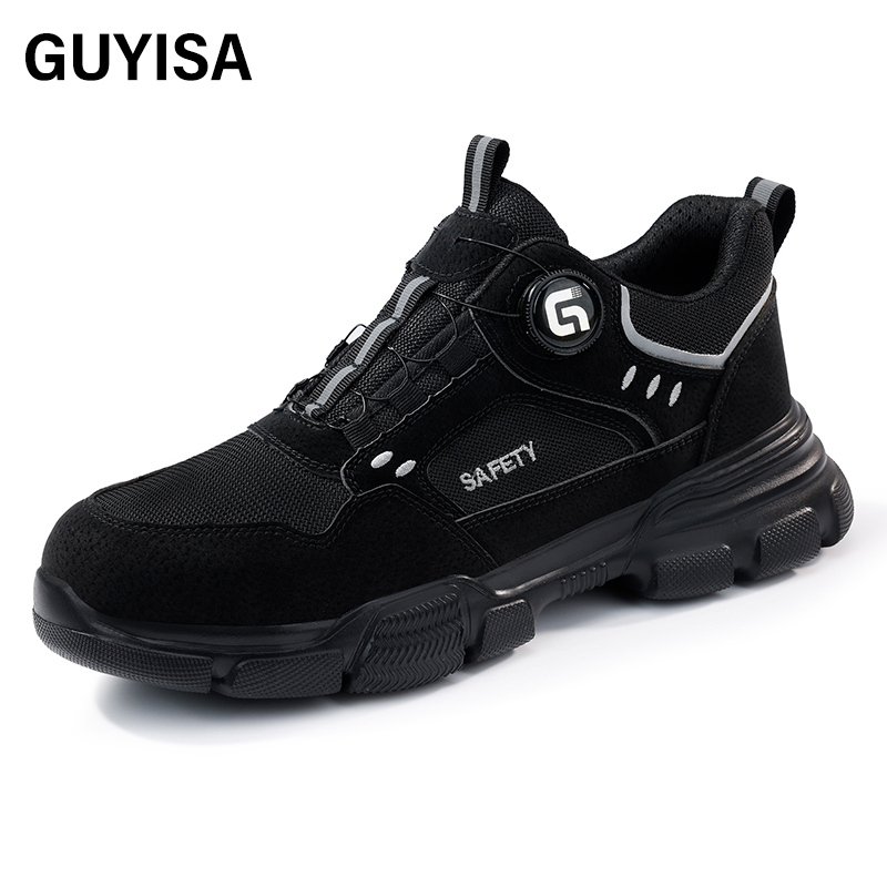 GUYISA  Black sports series anti - impact anti - puncture labor protection shoes