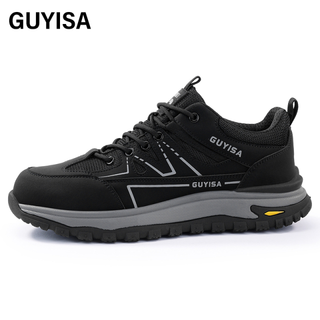 GUYISA   Black hiking series anti - impact anti - puncture rubber sole labor protection shoes