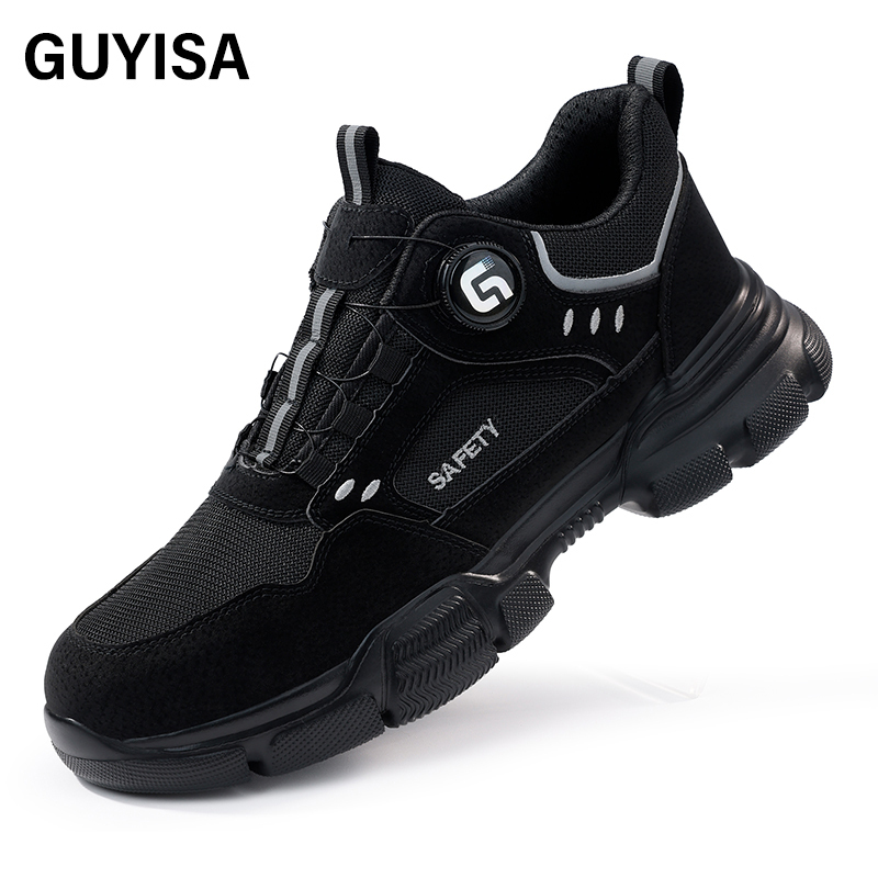 GUYISA  Black sports series anti - impact anti - puncture labor protection shoes